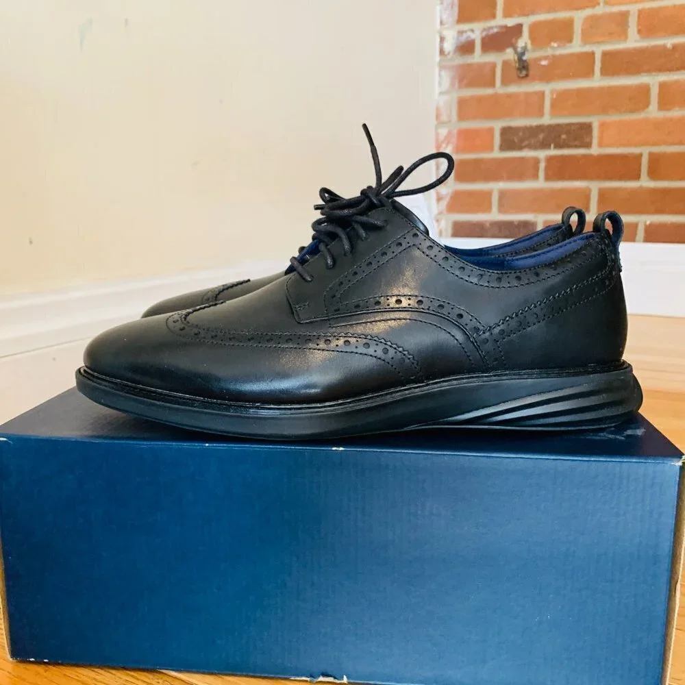 Cole Haan Men's Grand Evolution Wingtip SHRTW- Black Size 11.5